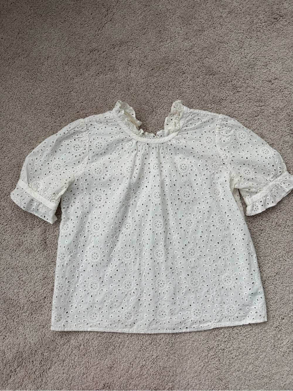 J. Crew White Eyelet Puff-Sleeve Peasant Top - Picture 5 of 7